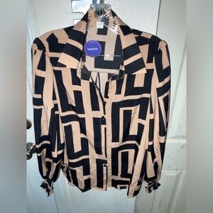 Black and Tan Geometric Women's Blouse